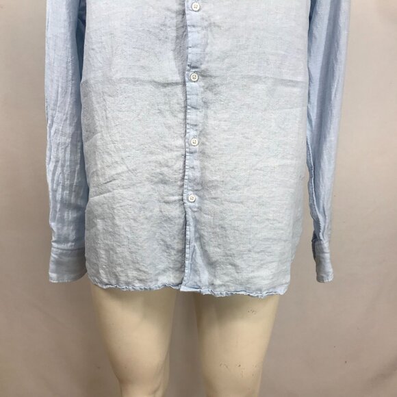 PORTER & ASH -MEN'S XLARGE -BLUE LONG SLEEVE BUTTON COLLARED 100% LINEN SHIRT - Picture 3 of 8